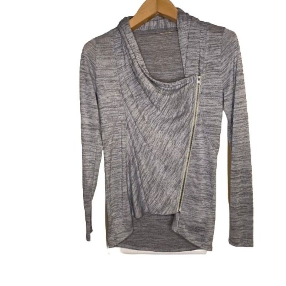 Hollister Jacket Womens Small Gray Light Weight Stretch Asymmetric Zip Sweater